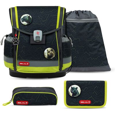 Zestaw tornistra szkolnego Belmil Classy Plus Mountain Lime, 4-częściowy Zestaw tornistra szkolnego Belmil Classy Plus Mountain Lime, 4-częściowy