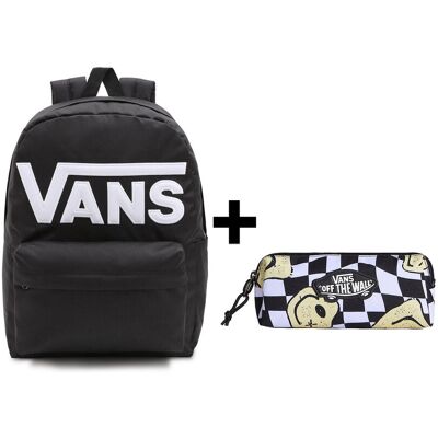 Zestaw Vans - Plecak OLD SKOOL DROP V VN000H4ZBLK Black + Piórnik OLD SKOOL PENCIL POUCH VN000H58YB2 Black/White ONE SIZE Zestaw Vans - Plecak OLD SKOOL DROP V VN000H4ZBLK Black + Piórnik OLD SKOOL PENCIL POUCH VN000H58YB2 Black/White ONE SIZE