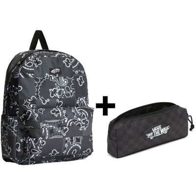 Zestaw Vans - Plecak OLD SKOOL VN000H4WPWT Pewter + Piórnik OLD SKOOL PENCIL POUCH VN000H58BA5 Black/Charcoal ONE SIZE Zestaw Vans - Plecak OLD SKOOL VN000H4WPWT Pewter + Piórnik OLD SKOOL PENCIL POUCH VN000H58BA5 Black/Charcoal ONE SIZE