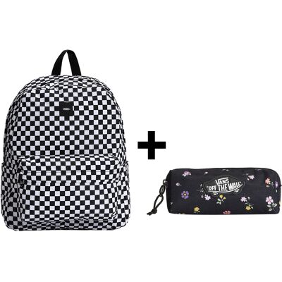 Zestaw Vans - Plecak Old Skool Check Vn000h4xy28 Black/white + Piórnik Old Skool Pencil Pouch Vn000h58htl Black/matte Purple Zestaw Vans - Plecak Old Skool Check Vn000h4xy28 Black/white + Piórnik Old Skool Pencil Pouch Vn000h58htl Black/matte Purple