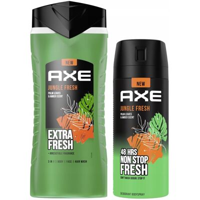 Axe Żel I Dezodorant Jungle Fresh W Zestawie Drzewno Bursztynowy Zapach! Axe Żel I Dezodorant Jungle Fresh W Zestawie Drzewno Bursztynowy Zapach!