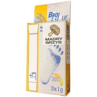 Mądry Grzyb Biodeur na grzybicę stóp i paznokci, dezodorant do stóp 3x1g, na nieprzyjemny zapach stóp Mądry Grzyb Biodeur na grzybicę stóp i paznokci, dezodorant do stóp 3x1g, na nieprzyjemny zapach stóp