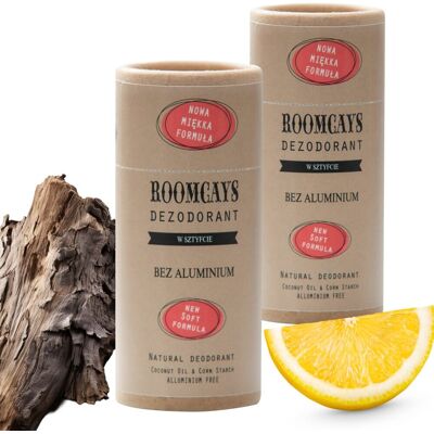 Dezodorant męski w sztyfcie 100% naturalny skład 65 g ROOMCAYS - 2 sztuki Dezodorant męski w sztyfcie 100% naturalny skład 65 g ROOMCAYS - 2 sztuki