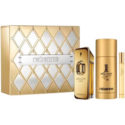 Set Paco Rabanne: Million Gold, Eau De Parfum, For Men, 100 ml + Million Gold, Eau De Parfum, For Men, 10 ml + 1 Million, Anti-Perspirant, Deodorant.. Set Paco Rabanne: Million Gold, Eau De Parfum, For Men, 100 ml + Million Gold, Eau De Parfum, For Men, 10 ml + 1 Million, Anti-Perspirant, Deodorant..