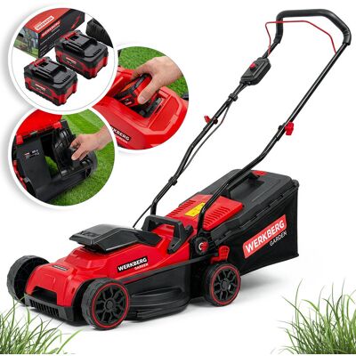Mega-M Kosiarka akumulatorowa mocna Werkberg Garden 33 cm, 2 x akumulator 20V, 4Ah, ładowarka z sygnalizacją LED, rozrusznik elektryczny E-start Mega-M Kosiarka akumulatorowa mocna Werkberg Garden 33 cm, 2 x akumulator 20V, 4Ah, ładowarka z sygnalizacją LED, rozrusznik elektryczny E-start