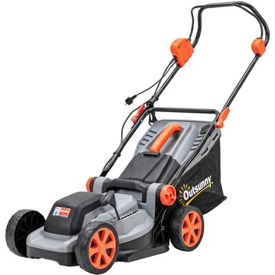 Kosiarka elektryczna Outsunny o mocy 1200 W, szerokości koszenia 34 cm, kosz na trawę o pojemności 35 l, funkcja mulczowania, 6 wysokości koszenia Kosiarka elektryczna Outsunny o mocy 1200 W, szerokości koszenia 34 cm, kosz na trawę o pojemności 35 l, funkcja mulczowania, 6 wysokości koszenia