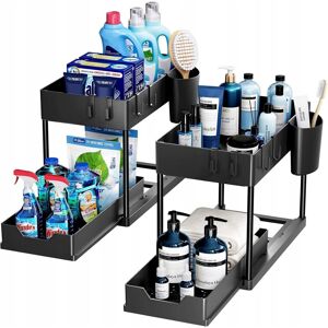 Inny producent 2 x Organizer kuchenny do przechowywania, 2-poziomowa półka pod zlew czarny Inny producent 2 x Organizer kuchenny do przechowywania, 2-poziomowa półka pod zlew czarny