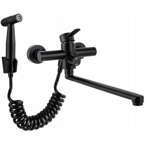 Inny producent 360° Obrotowy czarny ścienny kran miksera z pistoletem natryskowym 35 cm Inny producent 360° Obrotowy czarny ścienny kran miksera z pistoletem natryskowym 35 cm
