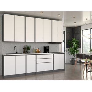 Blanco ® MEBLE KUCHENNE ZESTAW MEBLI KUCHENNYCH KUCHNIA BEZUCHWYTOWA LUX 260 cm Blanco ® MEBLE KUCHENNE ZESTAW MEBLI KUCHENNYCH KUCHNIA BEZUCHWYTOWA LUX 260 cm