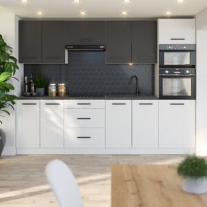Blanco ® Meble kuchenne Zestaw mebli kuchennych Kuchnia LIWIA 2,6m BIAŁY/SZARY MAT SŁUPEK DO ZABUDOWY Blanco ® Meble kuchenne Zestaw mebli kuchennych Kuchnia LIWIA 2,6m BIAŁY/SZARY MAT SŁUPEK DO ZABUDOWY