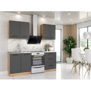 Blanco ® Zestaw mebli kuchennych Meble kuchenne Kuchnia MINI 2,0m DĄB WOTAN/SZARY MAT ANEKS REGAŁ SZAFKA Blanco ® Zestaw mebli kuchennych Meble kuchenne Kuchnia MINI 2,0m DĄB WOTAN/SZARY MAT ANEKS REGAŁ SZAFKA