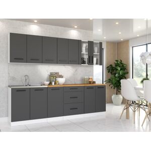 Blanco ® Zestaw Mebli Kuchennych Meble Kuchenne Kuchnia Remo 2,6M Biały/Szary Mat Regał Aneks Szafka Blanco ® Zestaw Mebli Kuchennych Meble Kuchenne Kuchnia Remo 2,6M Biały/Szary Mat Regał Aneks Szafka