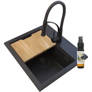Granitan Foxal Czarny Zlew Granitowy + Bateria Nexo Czarna Granitan Foxal Czarny Zlew Granitowy + Bateria Nexo Czarna