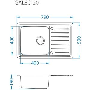 ALVEUS Galeo 20 790X500 Zlew Wpuszczany ALVEUS Galeo 20 790X500 Zlew Wpuszczany
