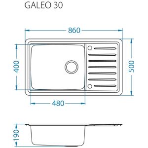 ALVEUS - Galeo - 860x500 - 3.5 in odpływ - Zlew kuchenny ALVEUS - Galeo - 860x500 - 3.5 in odpływ - Zlew kuchenny