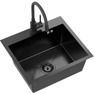 Inny producent LEO 10 zlewozmywak stalowy odcienie czerni (50x45x20) z syfonem 1-komorowy z baterią Missouri Inny producent LEO 10 zlewozmywak stalowy odcienie czerni (50x45x20) z syfonem 1-komorowy z baterią Missouri