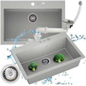 Axis MODERNO ZLEWOZMYWAK JEDNOKOMOROWY GRANITOWY DUŻY BUDDY 60 SZARY Z SYFONEM MANUALNYM W ZESTAWIE Axis MODERNO ZLEWOZMYWAK JEDNOKOMOROWY GRANITOWY DUŻY BUDDY 60 SZARY Z SYFONEM MANUALNYM W ZESTAWIE