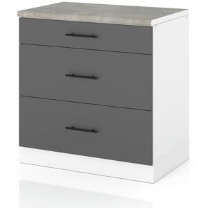 Hurtownia Mebli Szafka Kuchenna Stojąca Z Blatem 3 Szuflady 80cm Spremium Szary Mat Hurtownia Mebli Szafka Kuchenna Stojąca Z Blatem 3 Szuflady 80cm Spremium Szary Mat