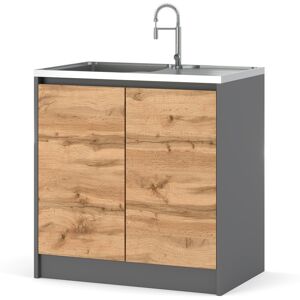 Hurtownia Mebli Szafka Kuchenna Stojąca Z Blatem Pod Zlew Bella 90x90cm Szary Mat Dąb Wotan Hurtownia Mebli Szafka Kuchenna Stojąca Z Blatem Pod Zlew Bella 90x90cm Szary Mat Dąb Wotan