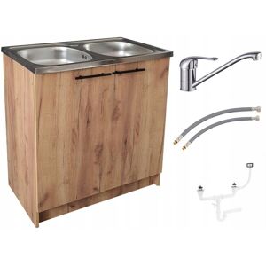 Deftrans / Defra Szafka kuchenna + zlew 80 x50 Dąb złoty 2 komory bateria syfon mocowania Deftrans / Defra Szafka kuchenna + zlew 80 x50 Dąb złoty 2 komory bateria syfon mocowania