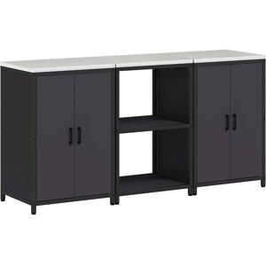 vidaXL Zestaw do przechowywania w kuchni 3 pcs Czarny 180 x 50 x 92 cm vidaXL Zestaw do przechowywania w kuchni 3 pcs Czarny 180 x 50 x 92 cm