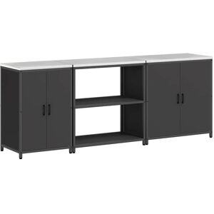vidaXL Zestaw do przechowywania w kuchni 3 pcs Czarny 240 x 50 x 92 cm vidaXL Zestaw do przechowywania w kuchni 3 pcs Czarny 240 x 50 x 92 cm