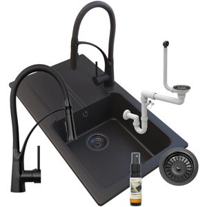 Granitan Zlew Granitowy Czarny Tasos + Bateria Nexo + Syfon Granitan Zlew Granitowy Czarny Tasos + Bateria Nexo + Syfon