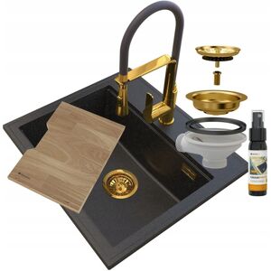 Granitan Zlew Granitowy Golden Foxal Bateria Złota Syfon Granitan Zlew Granitowy Golden Foxal Bateria Złota Syfon