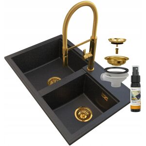 Granitan Zlew Granitowy Golden Syfon Złoty Bateria Hektor Granitan Zlew Granitowy Golden Syfon Złoty Bateria Hektor