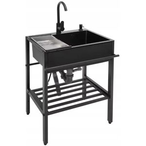 Inny producent Zlew kuchenny wolnostojący 60x45 cm stal nierdzewna czarny 1-komora Inny producent Zlew kuchenny wolnostojący 60x45 cm stal nierdzewna czarny 1-komora
