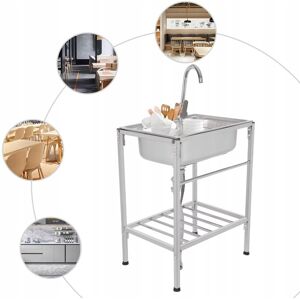 Inny producent Zlewozmywak wolnostojący inox 60x45 cm 1-komorowy z ociekaczem kran 360° Inny producent Zlewozmywak wolnostojący inox 60x45 cm 1-komorowy z ociekaczem kran 360°