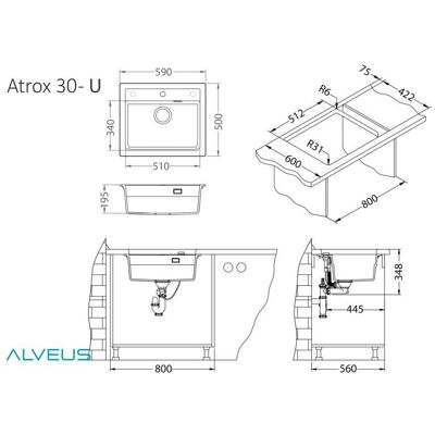 ALVEUS Atrox 30 Kol. 81 Beton Zlew Granital 1 Kom. Z Syfonem Pop-Up 3 1/2' ALVEUS Atrox 30 Kol. 81 Beton Zlew Granital 1 Kom. Z Syfonem Pop-Up 3 1/2'