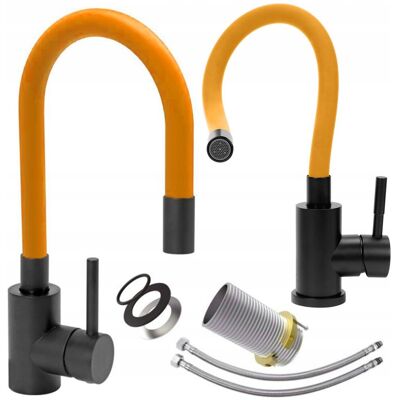BATERIA ZLEWOZMYWAKOWA ELASTYCZNA 'BLACK FLEXIBLE' POMARAŃCZOWA FALA 75778 BATERIA ZLEWOZMYWAKOWA ELASTYCZNA 'BLACK FLEXIBLE' POMARAŃCZOWA FALA 75778