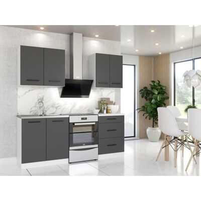 Blanco ® Zestaw mebli kuchennych Meble kuchenne Kuchnia MINI 2,0m BIAŁY/SZARY MAT ANEKS REGAŁ SZAFKA Blanco ® Zestaw mebli kuchennych Meble kuchenne Kuchnia MINI 2,0m BIAŁY/SZARY MAT ANEKS REGAŁ SZAFKA