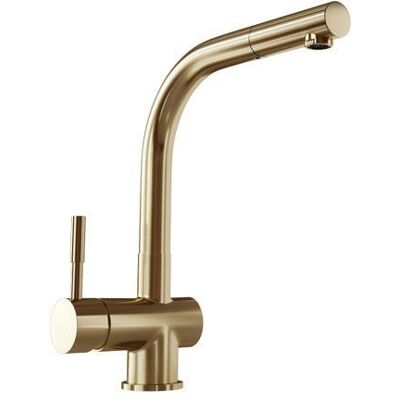 GLOBALO Lobio Light Gold Mat - Wyciągany spray - Mosiądz - Bateria kuchenna GLOBALO Lobio Light Gold Mat - Wyciągany spray - Mosiądz - Bateria kuchenna