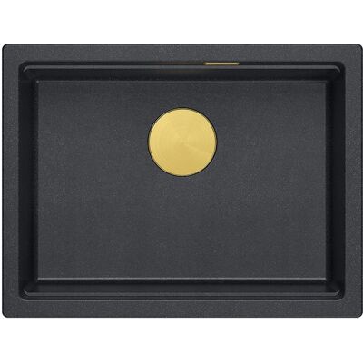 Unique LOGAN 100 GraniteQ zlewozmywak black diamond 59,5x45,1x21,5 cm 1-komorowy podwieszany z syfonem manualnym złoty Unique LOGAN 100 GraniteQ zlewozmywak black diamond 59,5x45,1x21,5 cm 1-komorowy podwieszany z syfonem manualnym złoty