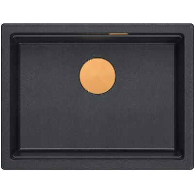 Unique LOGAN 100 GraniteQ zlewozmywak black diamond 59,5x45,1x21,5 cm 1-komorowy wpuszczany z syfonem manualnym miedziany Unique LOGAN 100 GraniteQ zlewozmywak black diamond 59,5x45,1x21,5 cm 1-komorowy wpuszczany z syfonem manualnym miedziany