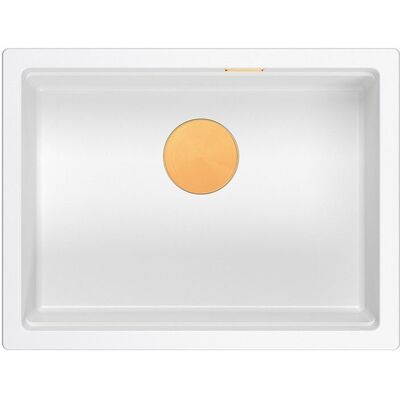 Unique LOGAN 100 GraniteQ zlewozmywak snow white 59,5x45,1x21,5 cm 1-komorowy wpuszczany z syfonem manualnym miedziany Unique LOGAN 100 GraniteQ zlewozmywak snow white 59,5x45,1x21,5 cm 1-komorowy wpuszczany z syfonem manualnym miedziany