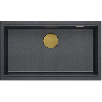 Unique LOGAN 110 GraniteQ zlewozmywak black diamond 76x44x23,5 cm 1-komorowy podwieszany z syfonem manualnym złoty Unique LOGAN 110 GraniteQ zlewozmywak black diamond 76x44x23,5 cm 1-komorowy podwieszany z syfonem manualnym złoty