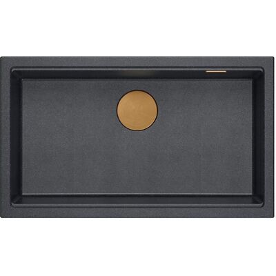 Unique LOGAN 110 GraniteQ zlewozmywak black diamond 76x44x23,5 cm 1-komorowy wpuszczany z syfonem manualnym miedziany Unique LOGAN 110 GraniteQ zlewozmywak black diamond 76x44x23,5 cm 1-komorowy wpuszczany z syfonem manualnym miedziany