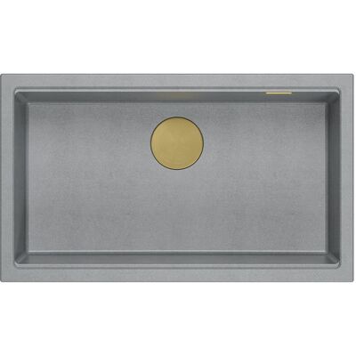 Unique LOGAN 110 GraniteQ zlewozmywak silver stone 76x44x23,5 cm 1-komorowy podwieszany z syfonem manualnym złoty Unique LOGAN 110 GraniteQ zlewozmywak silver stone 76x44x23,5 cm 1-komorowy podwieszany z syfonem manualnym złoty