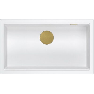 Unique LOGAN 110 GraniteQ zlewozmywak snow white 76x44x23,5 cm 1-komorowy wpuszczany z syfonem manualnym złoty Unique LOGAN 110 GraniteQ zlewozmywak snow white 76x44x23,5 cm 1-komorowy wpuszczany z syfonem manualnym złoty