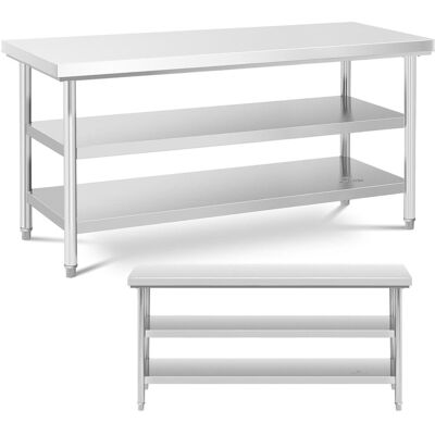 Inny producent Stół blat roboczy centralny stalowy 2 półki 180 x 60 cm Inny producent Stół blat roboczy centralny stalowy 2 półki 180 x 60 cm