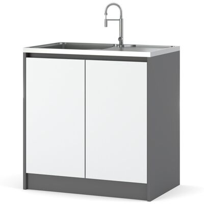 Hurtownia Mebli Szafka Kuchenna Stojąca Dolna Pod Zlewozmywak Bella 80cm Szary Biały Mat Hurtownia Mebli Szafka Kuchenna Stojąca Dolna Pod Zlewozmywak Bella 80cm Szary Biały Mat