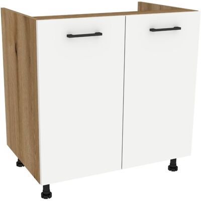 Szafka kuchenna zlewozmywakowa VERSO 80 cm dąb evoke/biały mat - Emka Meble Szafka kuchenna zlewozmywakowa VERSO 80 cm dąb evoke/biały mat - Emka Meble