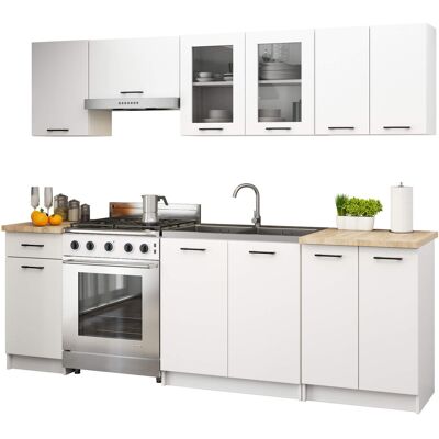 FABRYKA MEBLI AKORD Zestaw szafek kuchennych z witryną OLIWIA 2.4m FABRYKA MEBLI AKORD Zestaw szafek kuchennych z witryną OLIWIA 2.4m