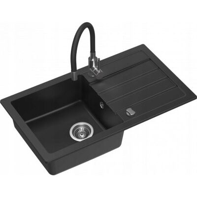 Zlewozmywak Granitowy Kernau Deep Black + Bateria Zlewozmywak Granitowy Kernau Deep Black + Bateria