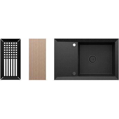 Zlewozmywak granitowy Kernau KGS Y 6078 1B1D Black Metallic Zlewozmywak granitowy Kernau KGS Y 6078 1B1D Black Metallic