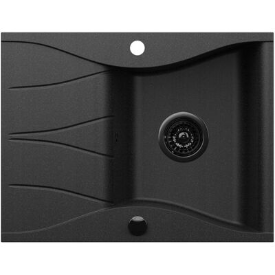 Zlewozmywak granitowy Kernau KGSO 4565 1B1D Jednokomorowy Black Metallic Zlewozmywak granitowy Kernau KGSO 4565 1B1D Jednokomorowy Black Metallic