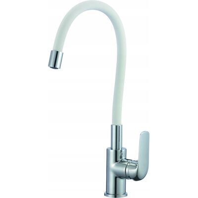 Hydroland BATERIA CHROMOWANA STOJĄCA ZLEWOZMYWAKOWA EMMA FLEX Z BIAŁĄ WYLEWKĄ KRAN Hydroland BATERIA CHROMOWANA STOJĄCA ZLEWOZMYWAKOWA EMMA FLEX Z BIAŁĄ WYLEWKĄ KRAN